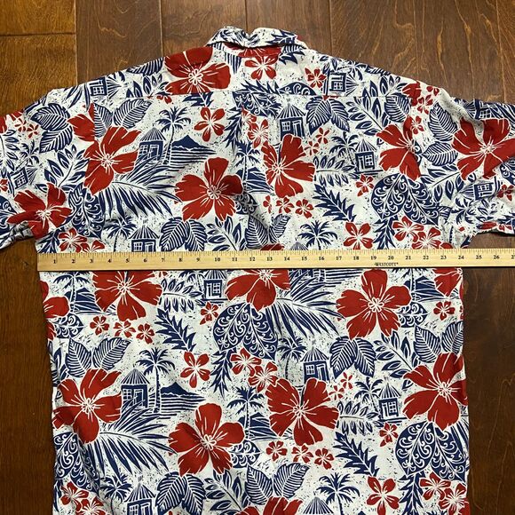 Reyn Spooner x Joe Kealoha Vintage Hawaiian Tropical Polo Shirt Red White Blue L - Picture 6 of 7